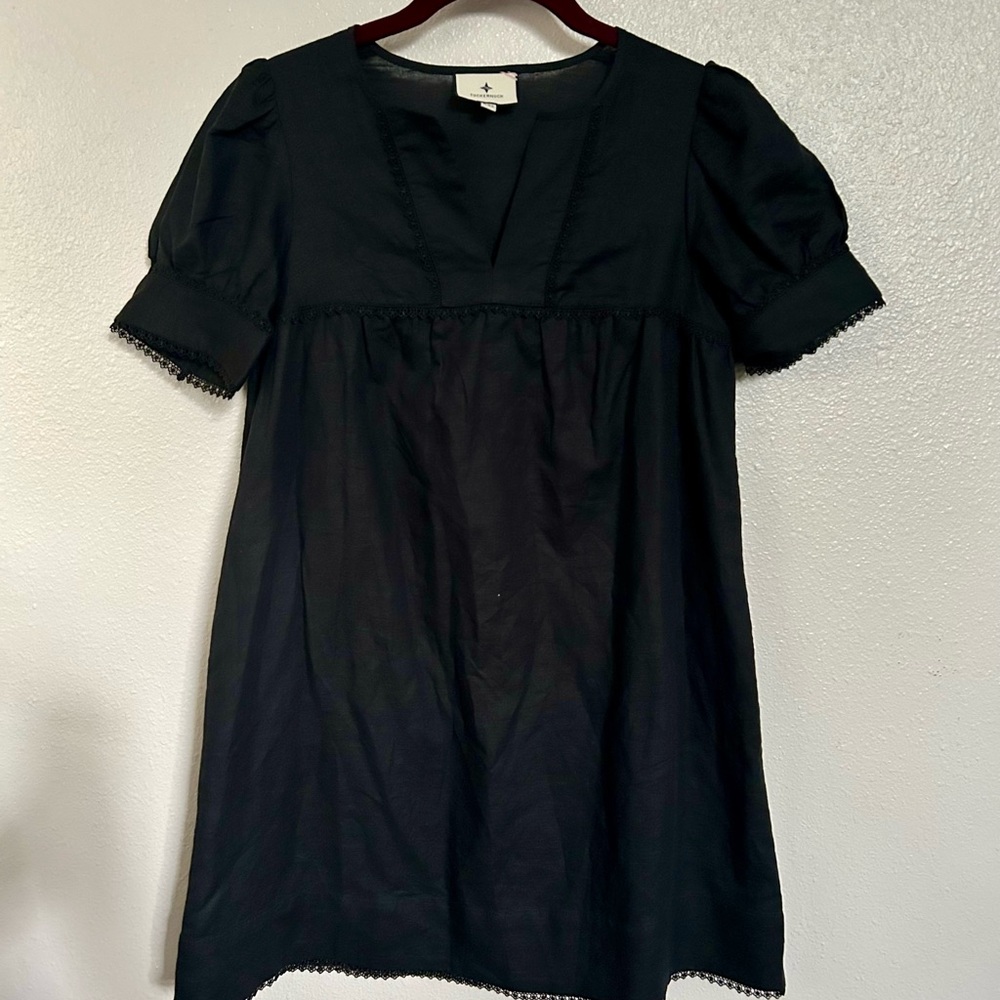 Tuckernuck Black Short Sleeve Empire-Waist Dress